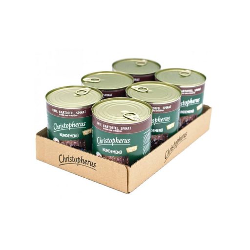 Christopherus Dog konzerv menü Senior, Kacsa, burgonya, spenót 800g
