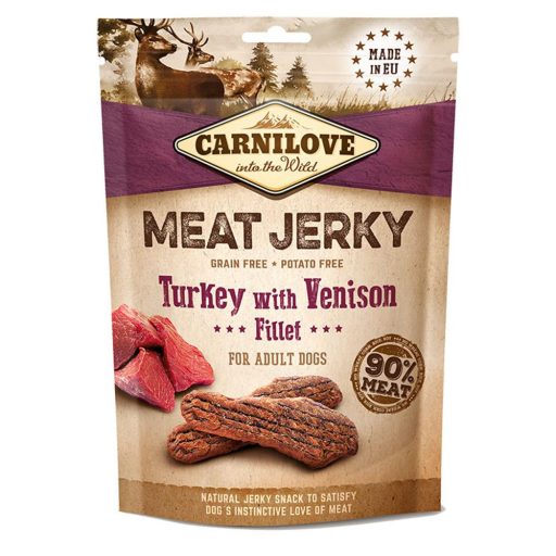 Carnilove Jerky Snack Turkey with Venison Fillet – pulyka szarvas filével 100g