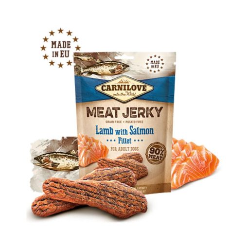 Carnilove Jerky Snack Lamb with Salmon Fillet – bárány lazac filével 100g