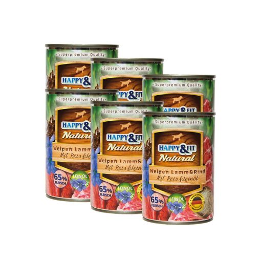 Happy&Fit Kölyök bárány és marhahússal és lenmagolajjal 6x400g