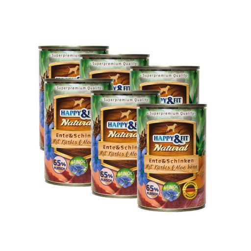 Happy&Fit kacsahússal, sonkával, sütőtökkel és aloe verávalt 6x400g