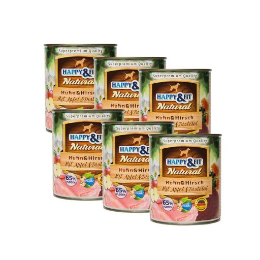 Happy&Fit csirke és szarvashússal, almával