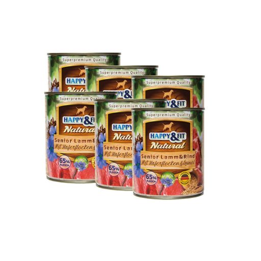 Happy&Fit  Senior bárány és marhahússal, zabpehellyel és lenmagolajjal