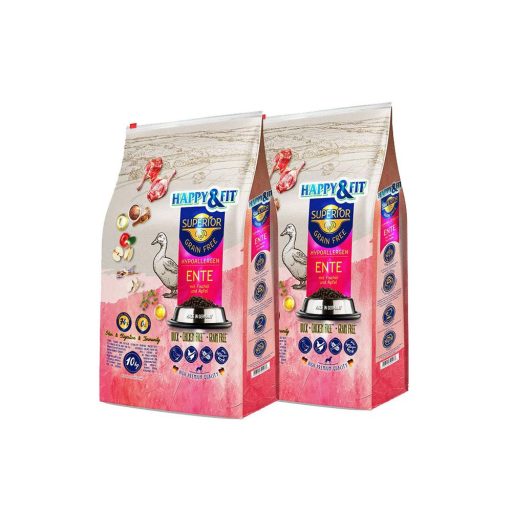 Happy&Fit Superior Grain Free Hypo Kacsa, halolaj és alma 10kg