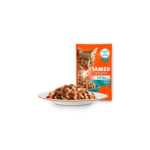 IAMS Delights Kitten Csirke Falatkák Ízletes Szószban