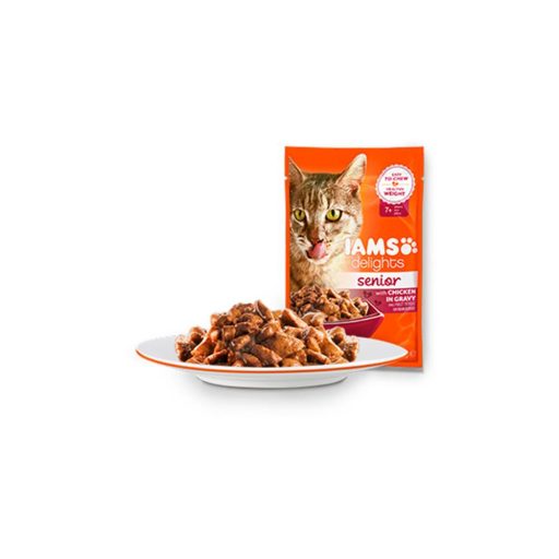 IAMS Delights Senior Csirke Falatkák Ízletes Szószban