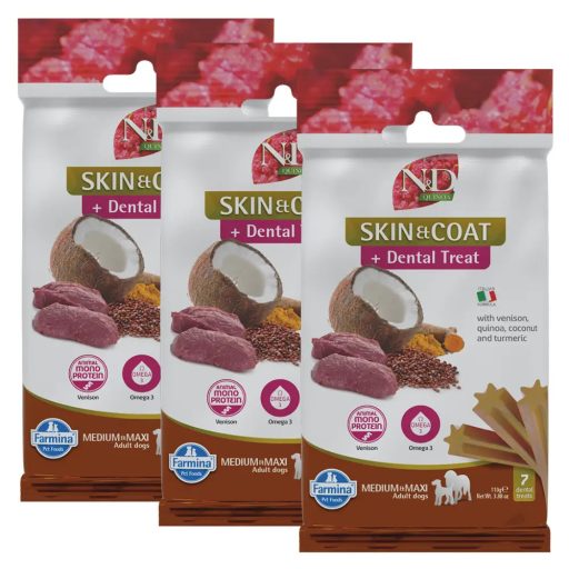 N&D Quinoa Jutalomfalat Skin&coat Szarvas Medium/Maxi, 3x100g