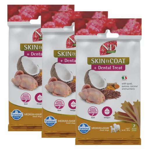 N&D Quinoa Jutalomfalat Skin&coat Fürj Medium/Maxi, 3x100g