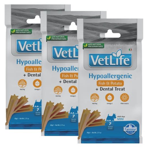 Vet Life Jutalomfalat Hypo Fish and Potato Mini, 3x60g