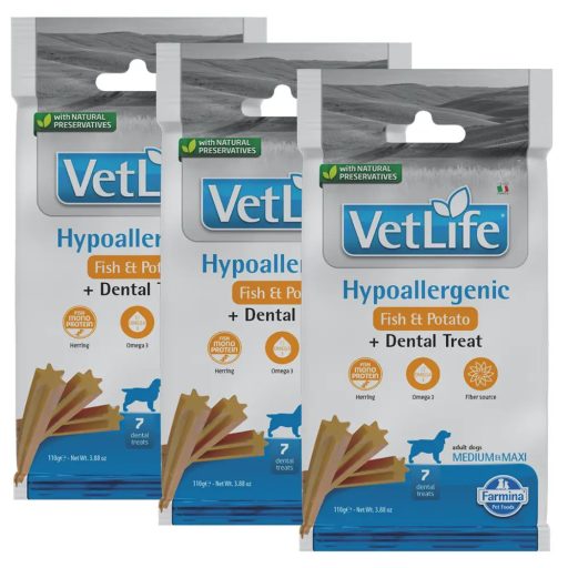Vet Life Jutalomfalat Hypo Fish and Potato Medium/Maxi, 3x100g