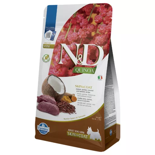 N and D Dog Quinoa Skin&coat Venison Adult Mini 800g
