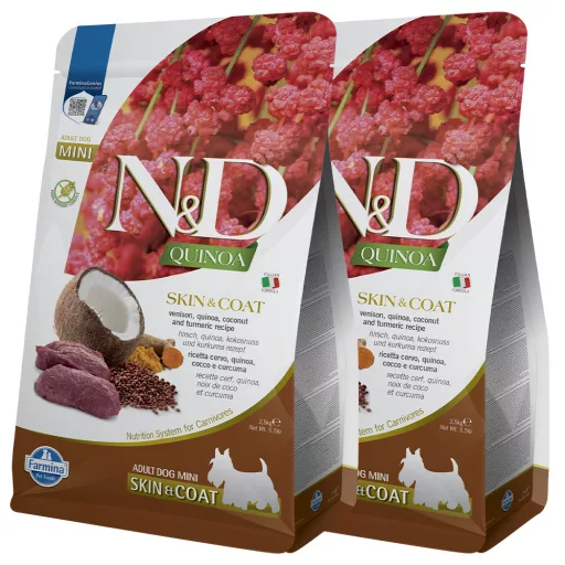 N&D Dog Quinoa Skin&coat Vadhús Adult Mini 2x2.5kg