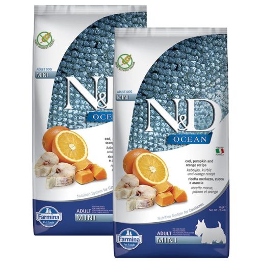 N&D Dog Ocean Sütőtök Tőkehal és Narancs Adult Mini 7 kg