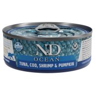 N&D Cat Ocean Tonhal, Tőkehal garnélával és sütőtökkel 80g