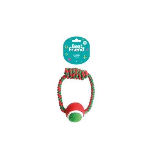 Karácsonyi rágókötél labdával, 20cm