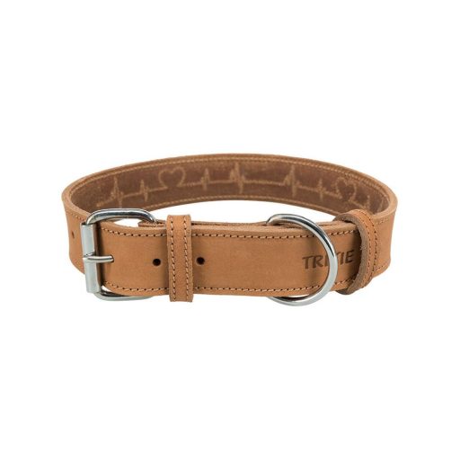Rustic bőr nyakörv "Szívverés" L-XL, barna