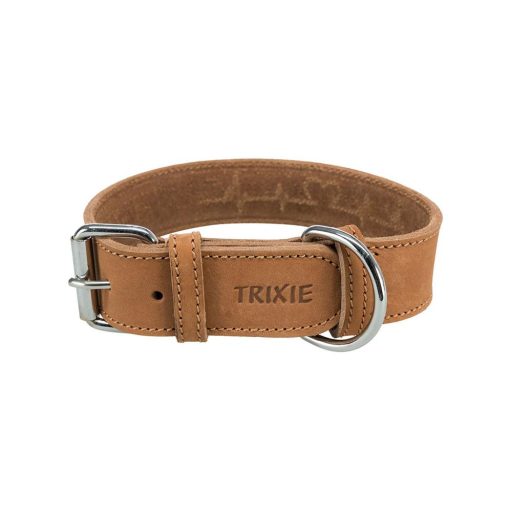 Rustic bőr nyakörv "Szívverés" L-XL, barna