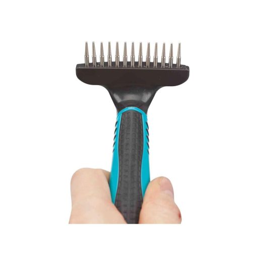 Fésű Gereblye Forgófogú 7x14cm, hosszú szőrre