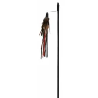 Pálca bőr csíkokkal és tollal, 50cm