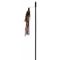 Pálca bőr csíkokkal és tollal, 50cm