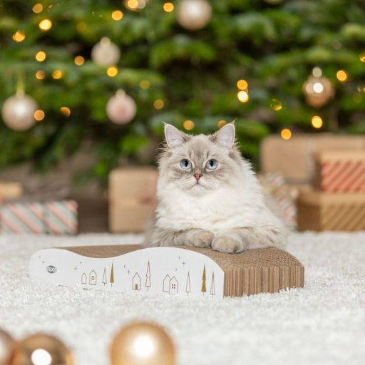 Trixie Karácsonyi kaparó karton, 43,5×8×20 cm, fehér/arany